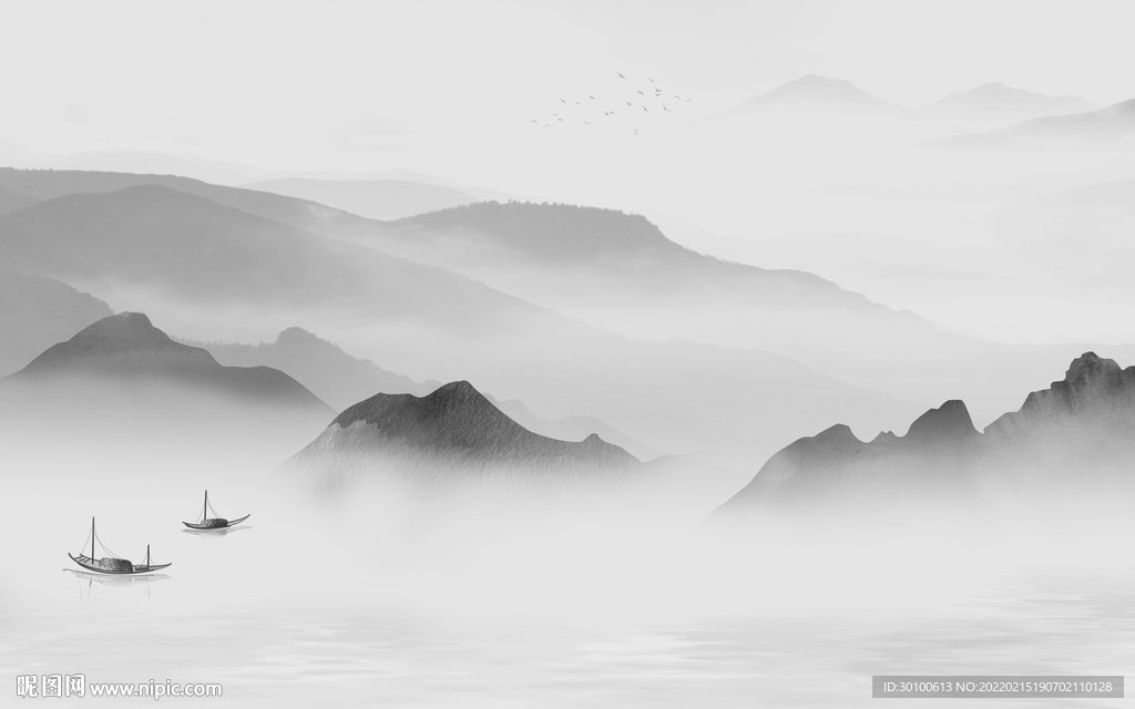 客厅现代背景山水 tif分层