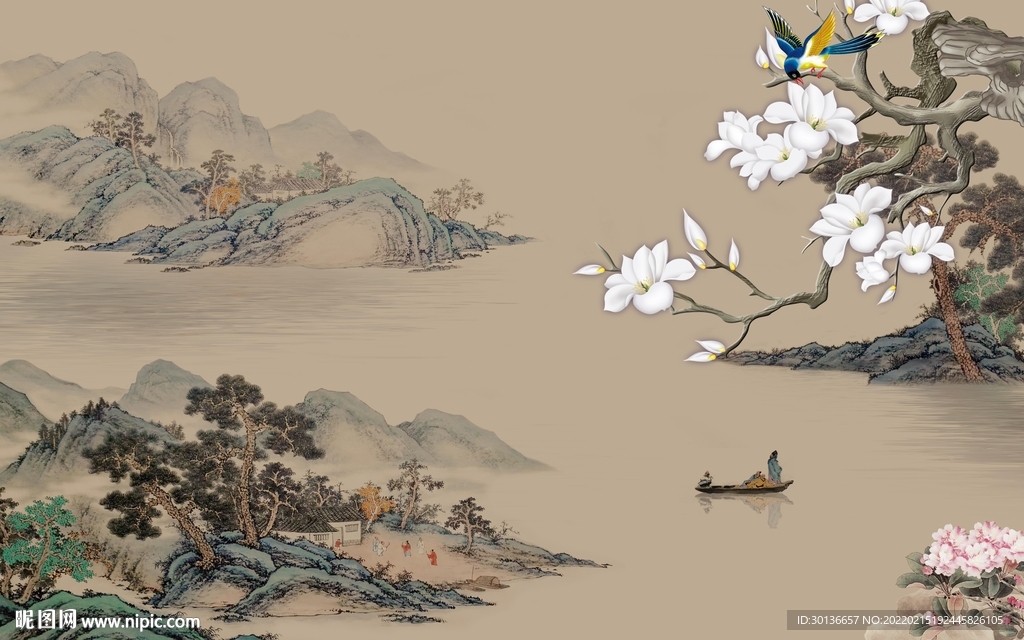 客厅高档现代山水 tif分层