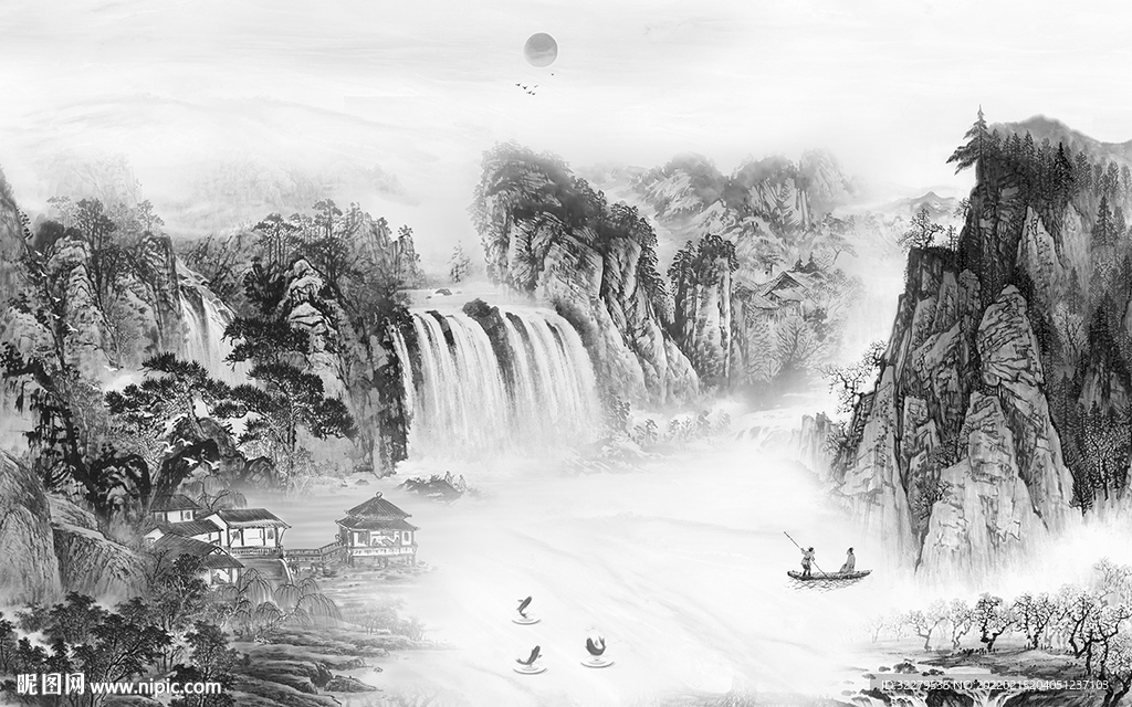 高档灰色客厅山水 TiF分层