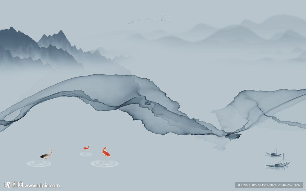 线条高雅意境山水 TIF分层