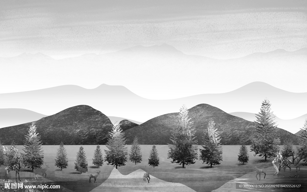 高清 现代背景山水 tif分层