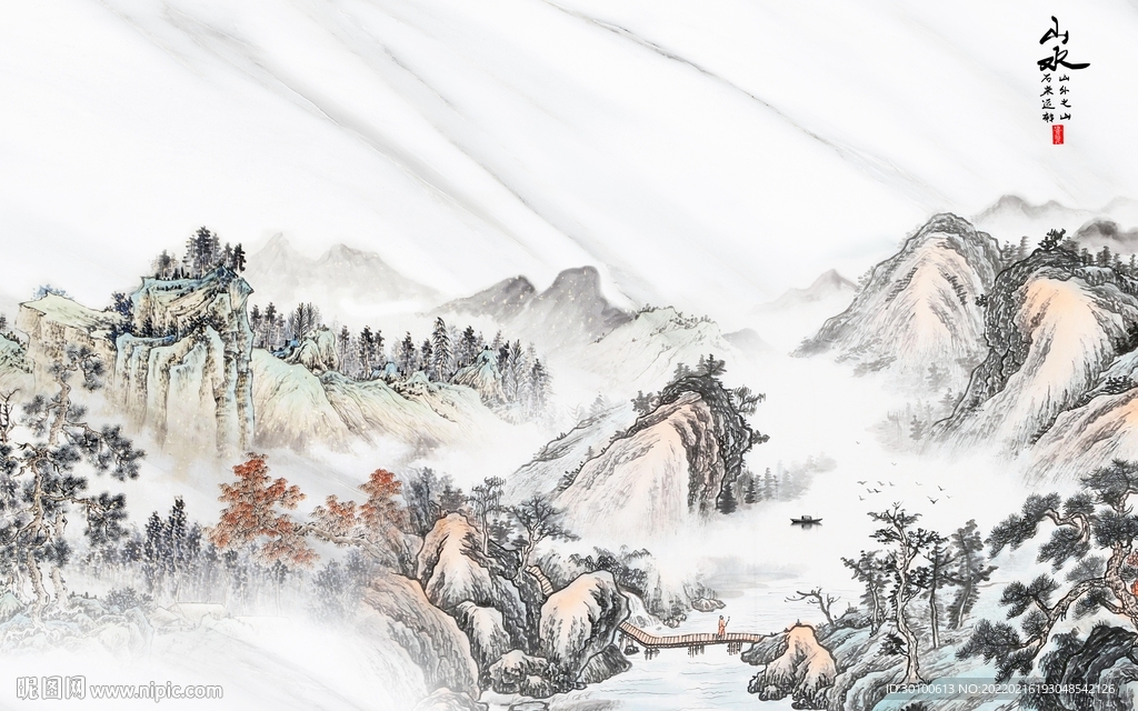 最新客厅高端山水 tif分层