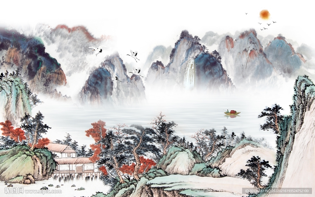 中国风高档现代山水 tif分层