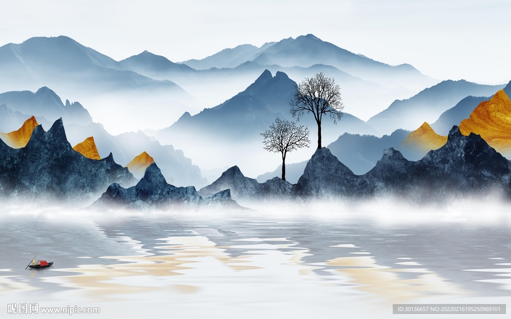 高清 高档现代山水 tif分层