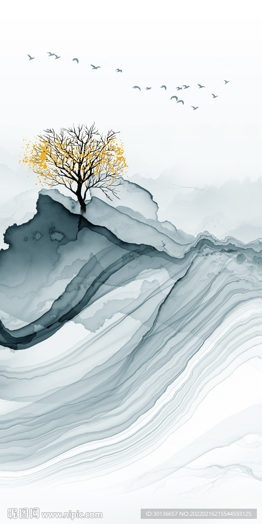 简约 最新山水玄关 TIF分层