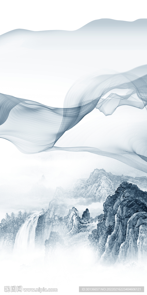 中式 山水画玄关 TIF分层 