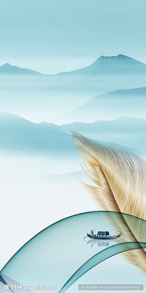 简约别墅山水玄关 TIF分层