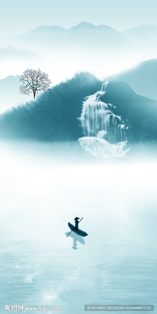 大气 山水画玄关 TIF分层 