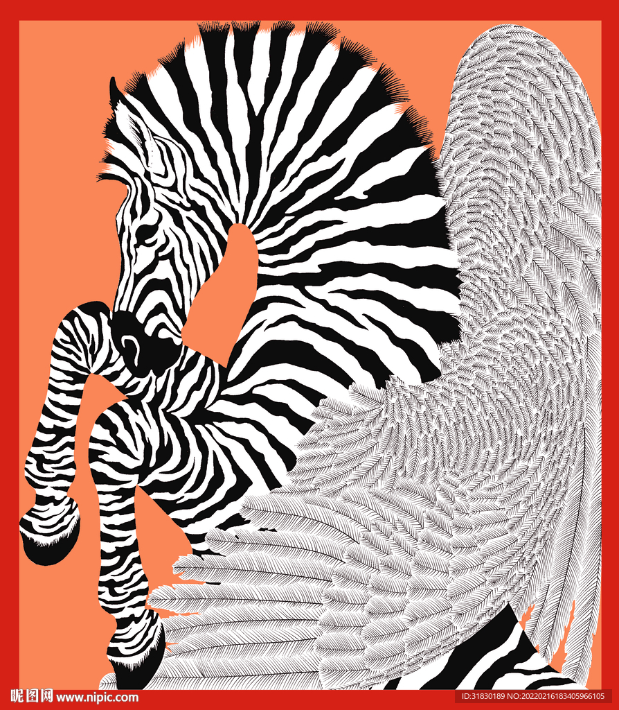 大牌方巾 斑马 翅膀