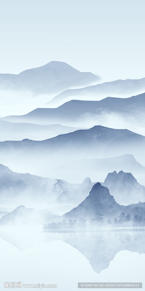 人气极简山水玄关 TIF分层