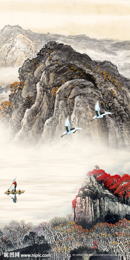 最新 极简山水玄关 TIF分层