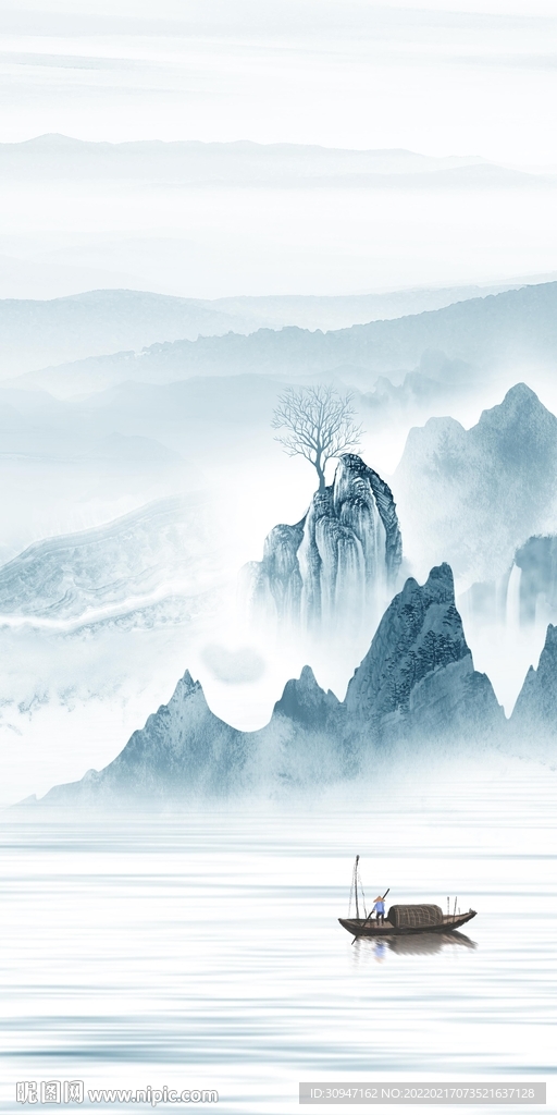 最新意境山水玄关 TIF分层