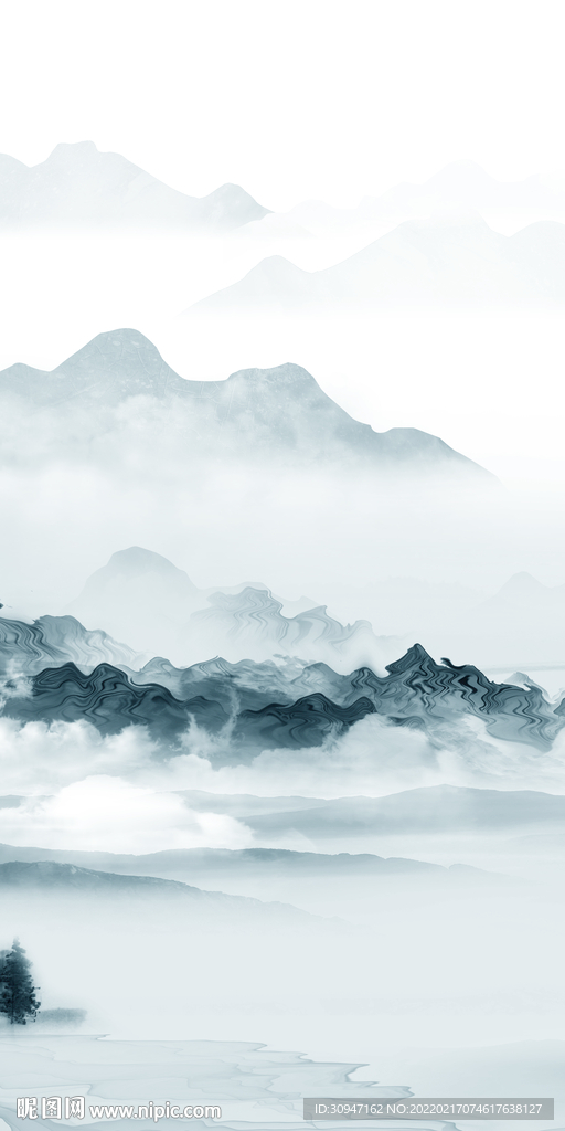 人气意境山水玄关 TIF分层