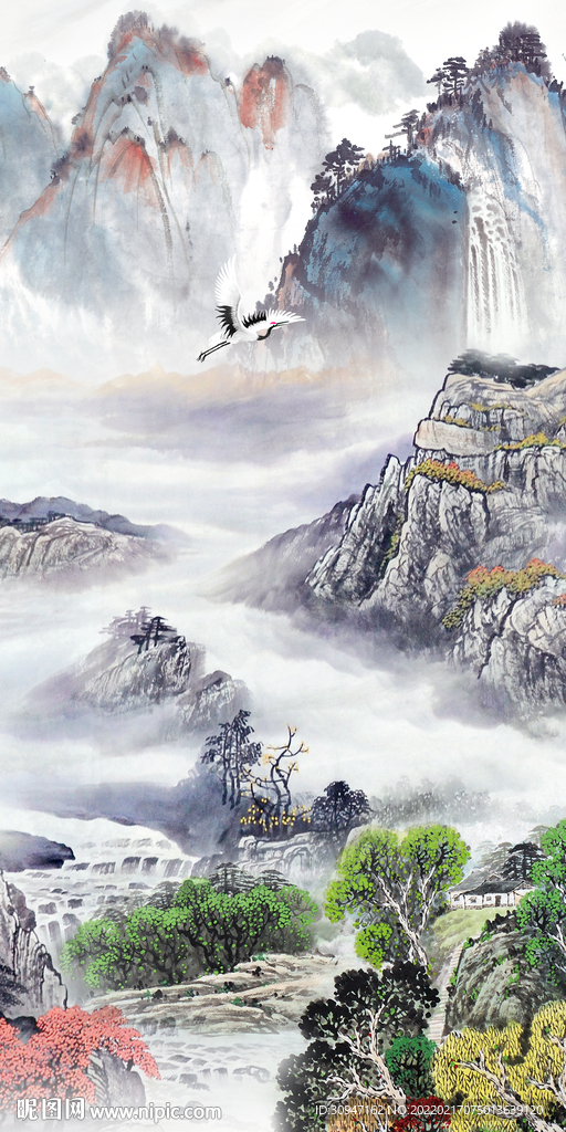 高清 意境山水玄关 TIF分层