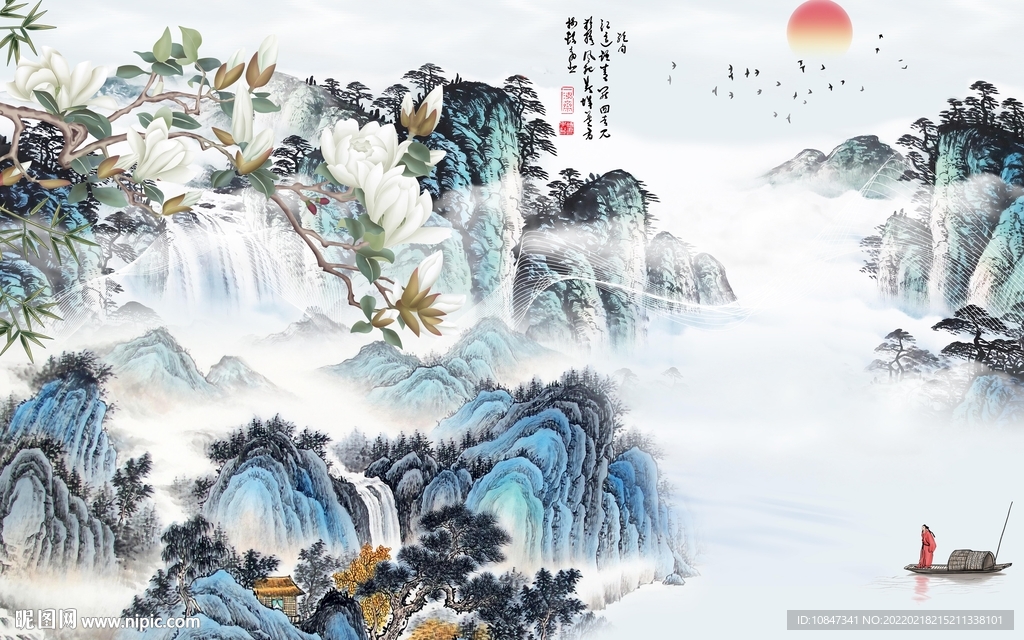 国画意境大山水画 TIF分层