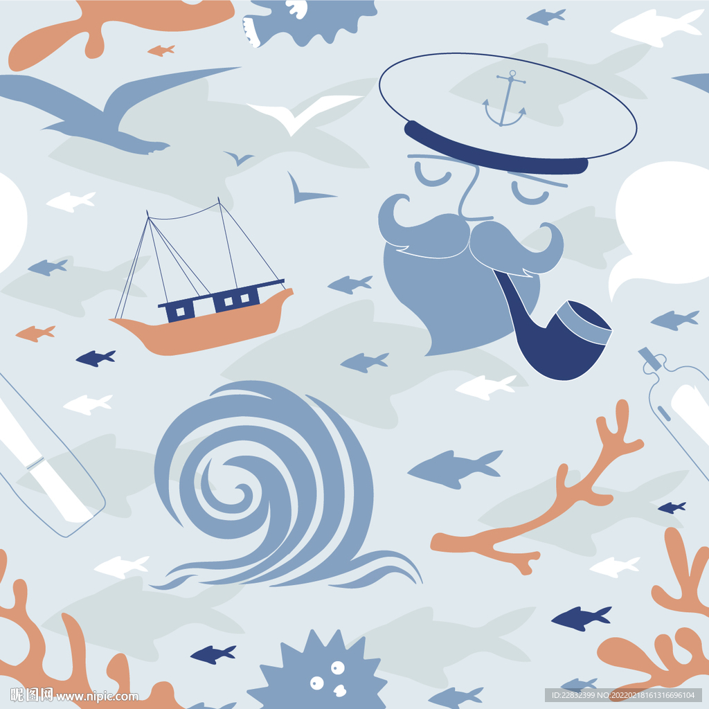 卡通海洋元素插画