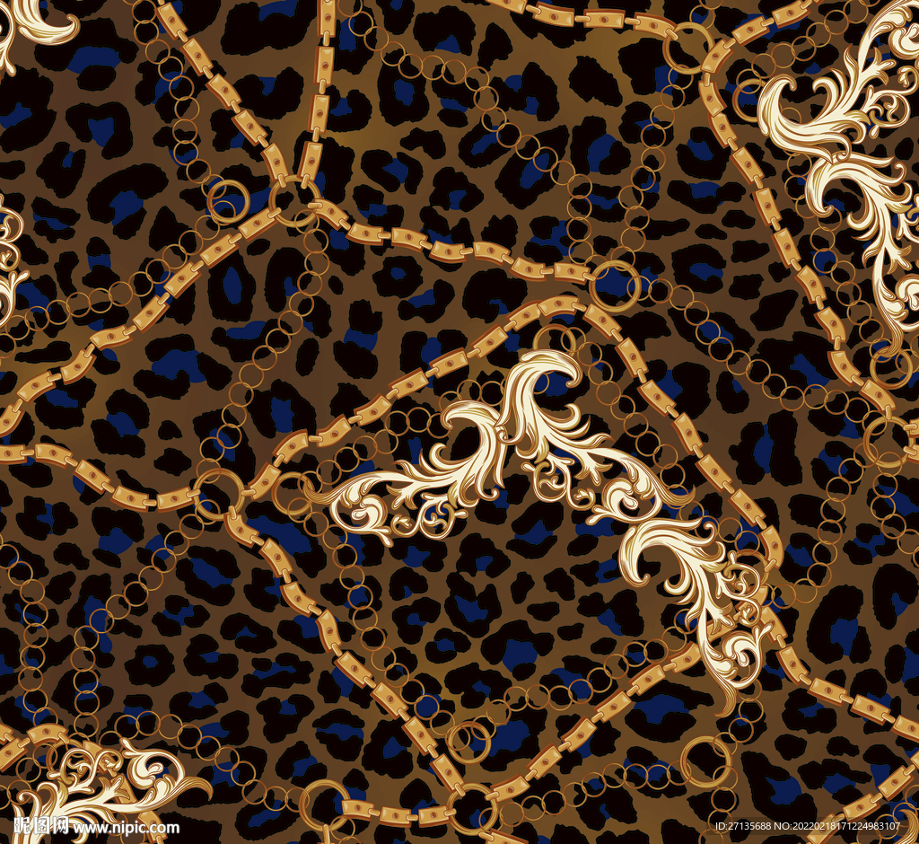 数码印花 碎花 大牌  链条