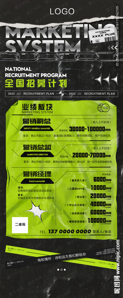 夜店塑料风招聘海报