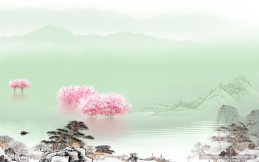 新品山水风景背景 tif分层