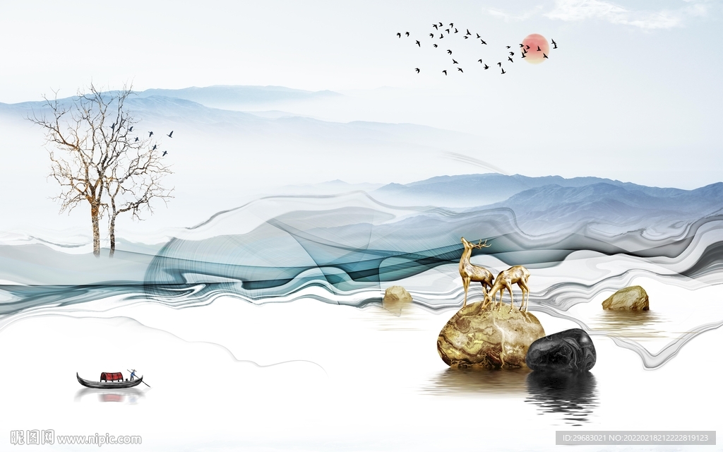 最新现代高端山水 TIF分层