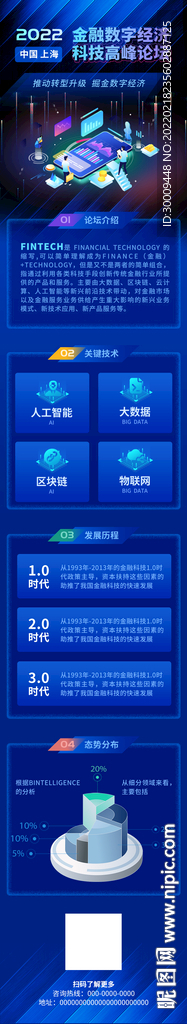 区块链蓝色科技互联网长图海报