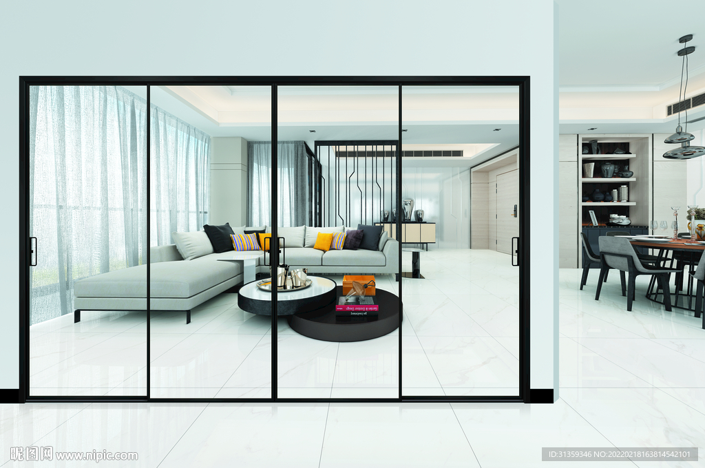 极窄极简风格推拉门效果背景