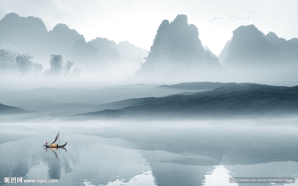 现代 意境客厅山水 TIF分层