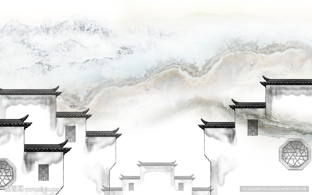 新款意境客厅山水 TIF分层