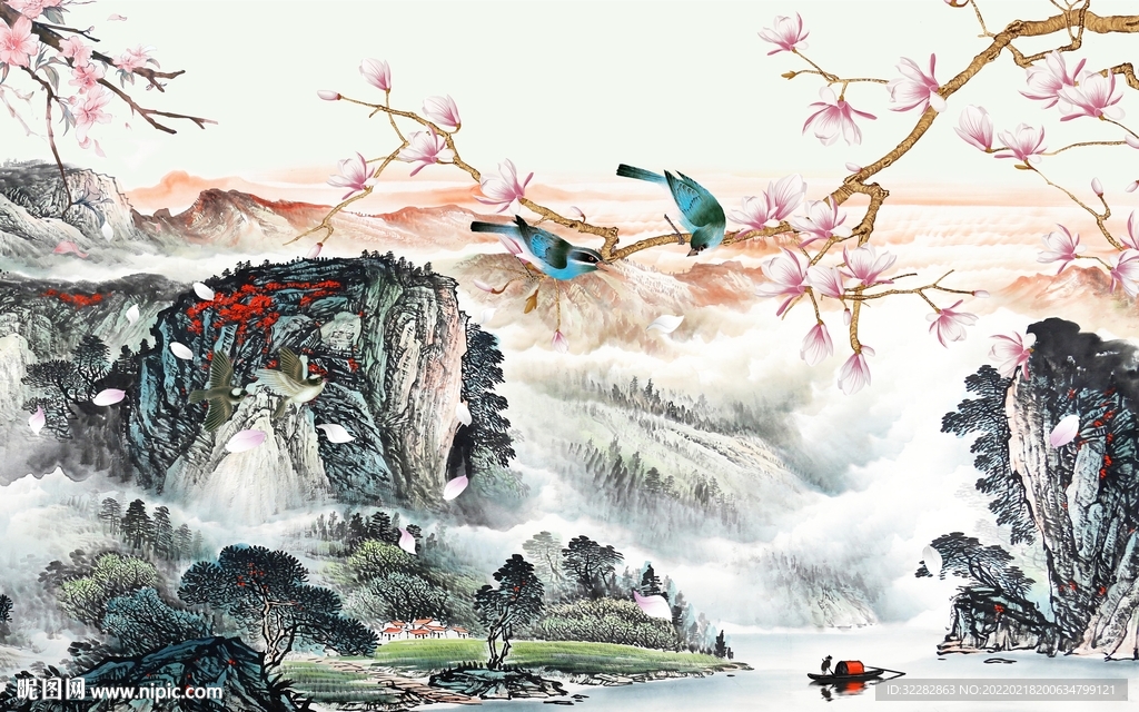 中式意境客厅山水 TIF分层