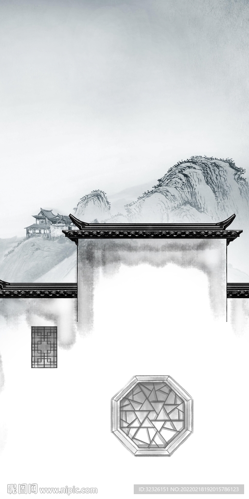 新中式玄关背景框画 TiF分层