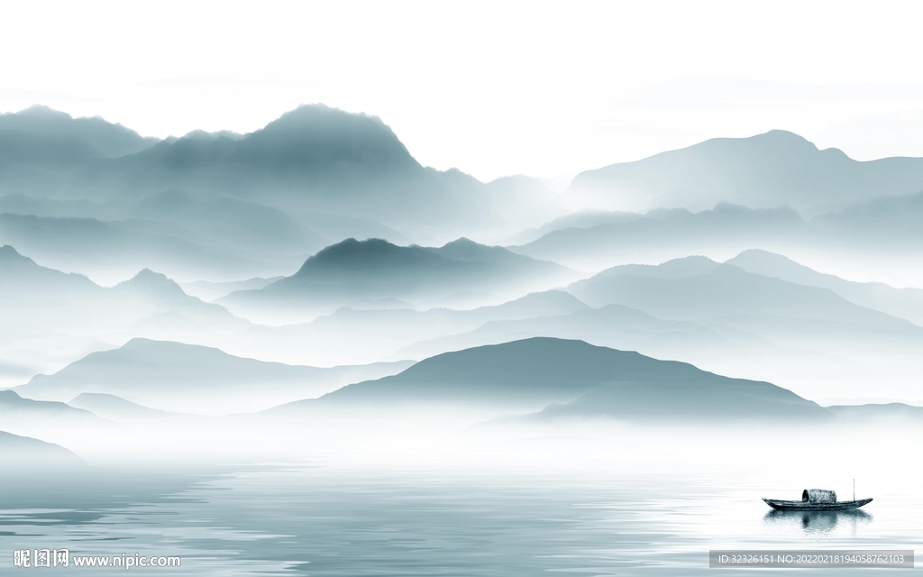 人气 山水客厅背景 tif分层