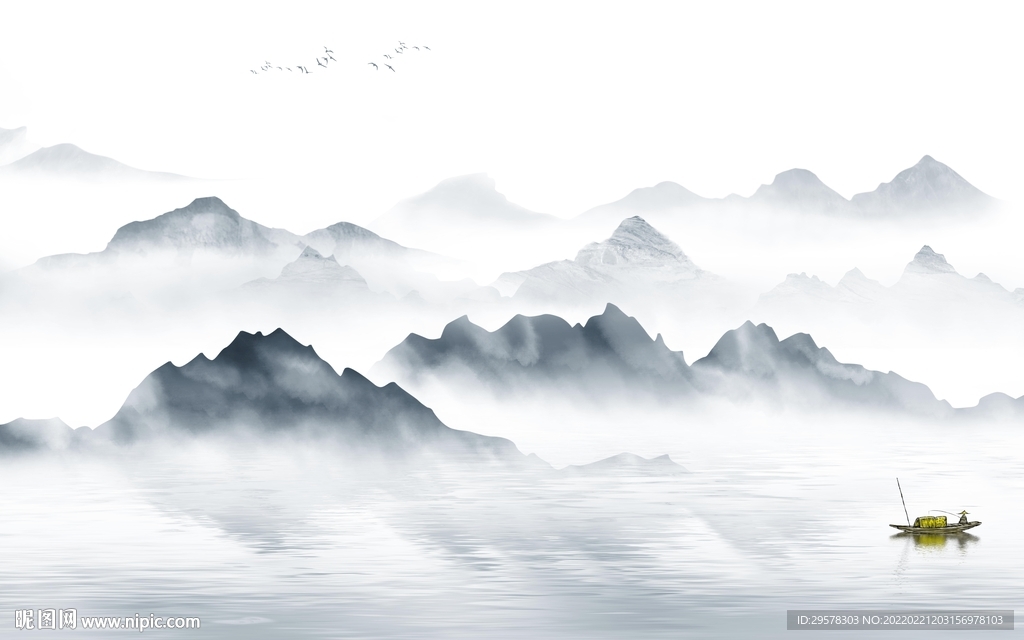 简约别墅背景山水 TIF分层