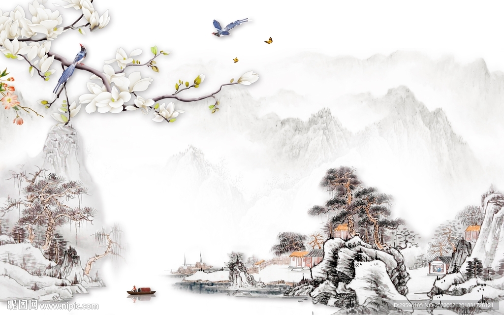 花鸟高雅意境山水 TIF分层