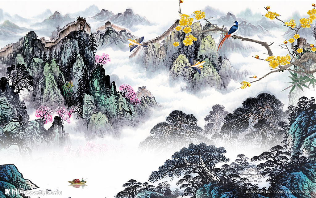 中式高雅意境山水 TIF分层