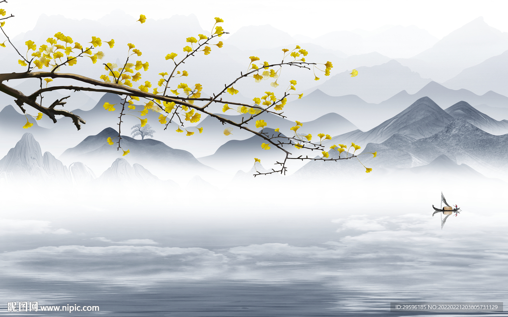 银杏高雅意境山水 TIF分层