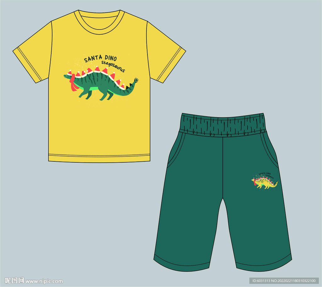 小恐龙印花T恤裤子童装套装
