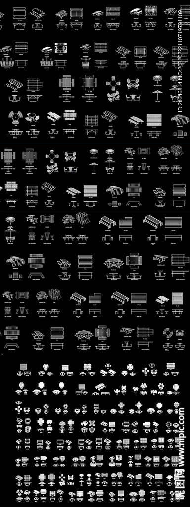 户外餐桌椅CAD图库