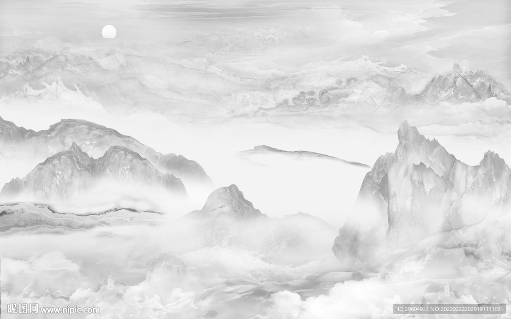 石纹高档灰山水 tif分层画