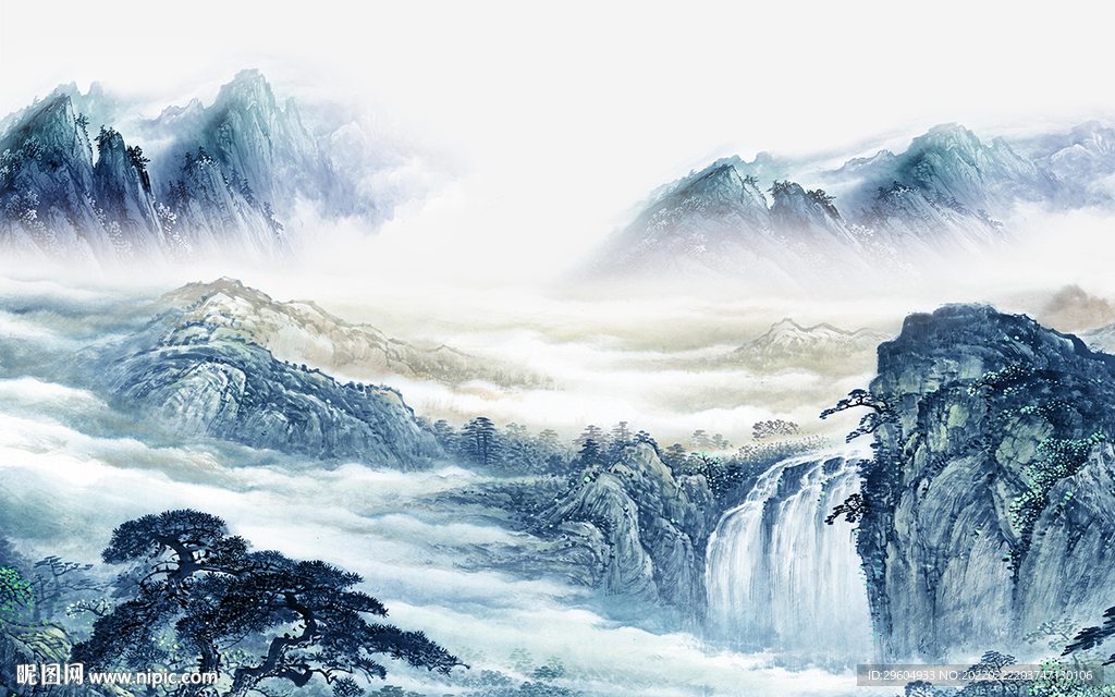 最新 大气客厅山水 TIF分层