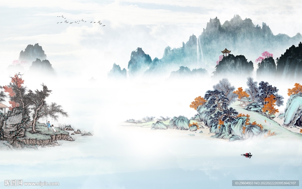 别墅 大气背景山水 TIF分层