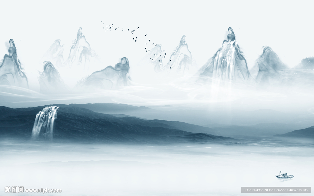 爆款大气背景山水 TIF分层