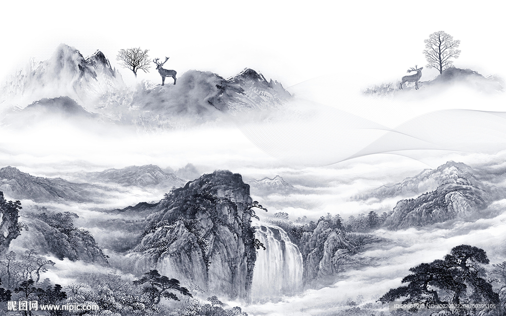 高端大气客厅山水 TIF分层