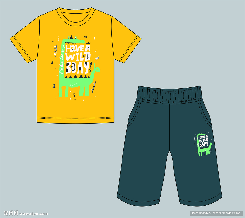 卡通长颈鹿字母印花T恤裤子童装