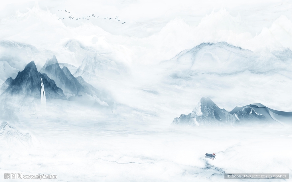 客厅 大气背景山水 TIF分层