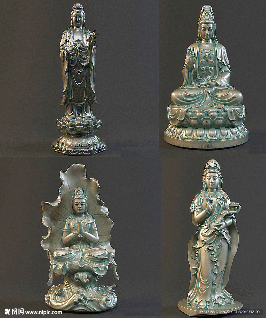 观音雕像观音铜