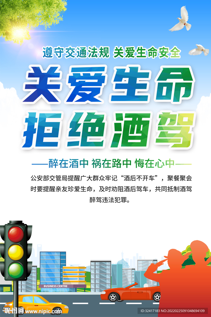 拒绝酒驾交通安全海报