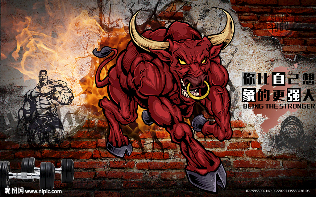 健身房3D工装背景墙