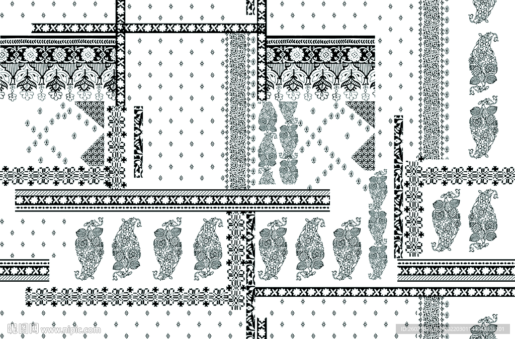 大牌腰果花数码印花