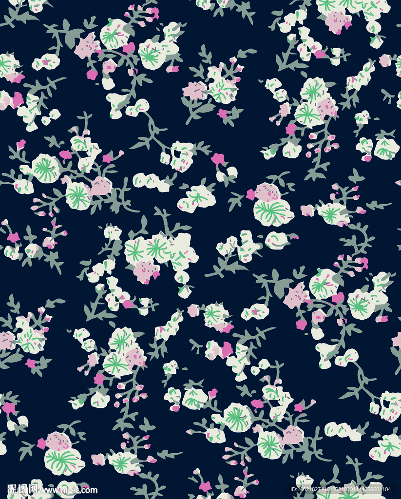 小清新小碎花数码印花