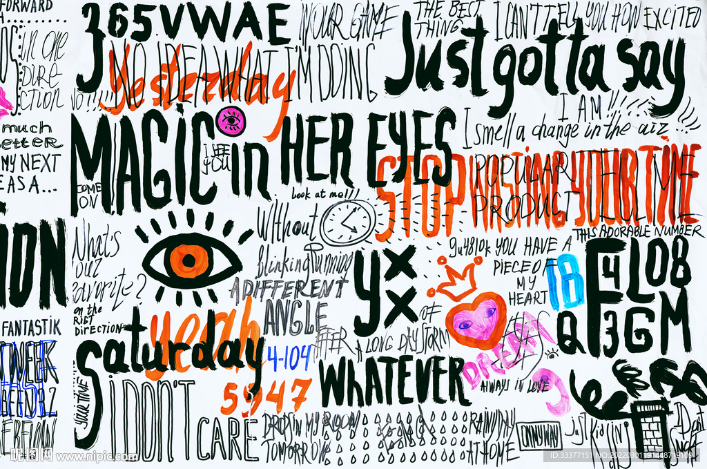 涂鸦 抽象 卡通 字母 潮牌 